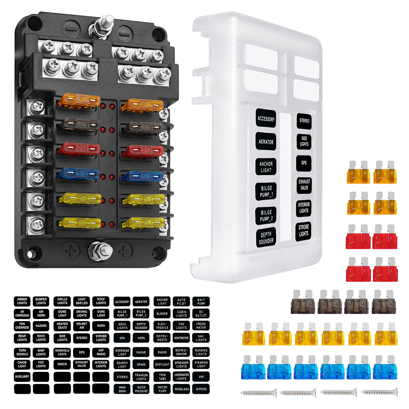 12 compartment way fuse holder truck car boat fuse box flat fuse