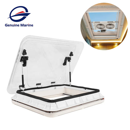 RV Camper Skylight Acrylic Transparent Belt LED With Anti-mosquito Sunshade Curtain Hydraulic Supporting Roof Vent High Quality