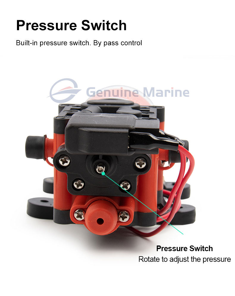 GenuineMarine-THALASSA SEAFLO 22 Series 1.3GPM 100PSI Automatic Marine Water Diaphragm Pump 12V Self Priming Electric High Pressure for Boat RV Caravan