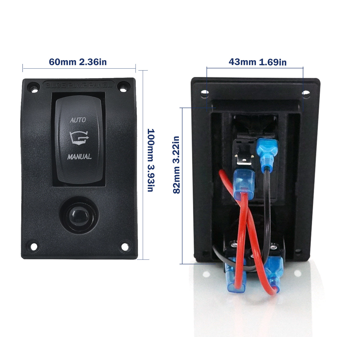 3-Position Bilge Pump Rocker Switch Panel, Automatic - Off - Manual Three  Positions to Control The Pumps, DC 12v 24v with 10A Fuse Circuit Breaker, 