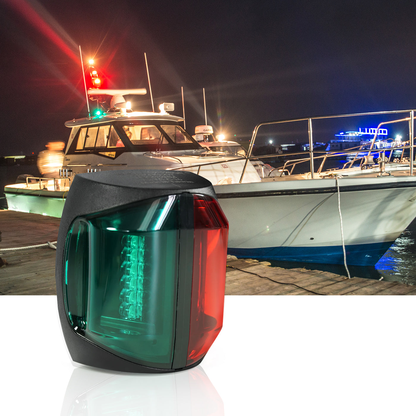 GenuineMarine 12V DC 2W LED Bi-Color Navigation Light 2 Nautical Miles for  Yacht Boat