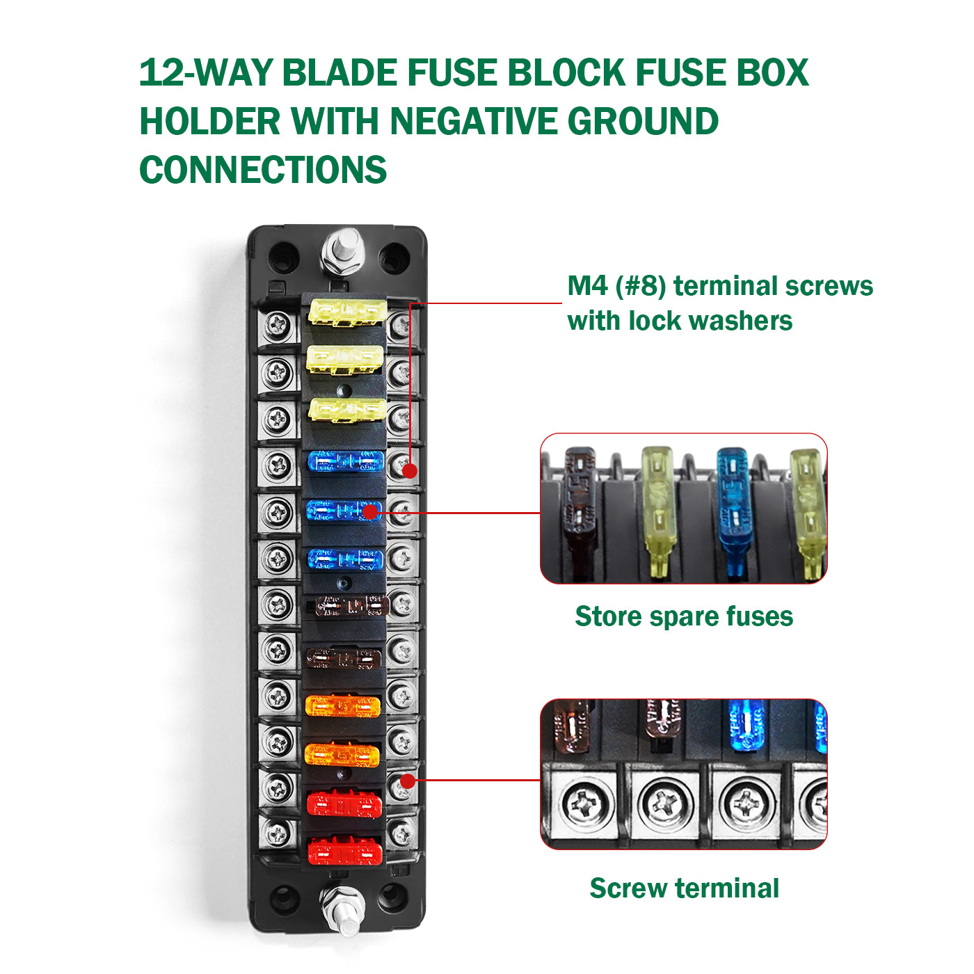 LENKRAD 12 Way Fuse Block Blade Fuse Box with LED Warning Indicator, –  Thalassa Marine